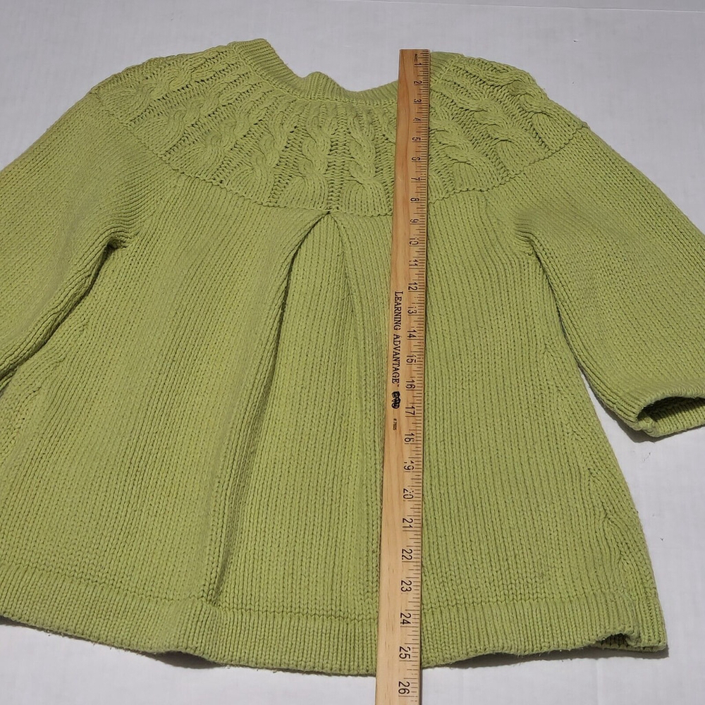 Women's Green Cardigan Cable Knit Buttons Pockets Casual Cottagecore Boho Large - Picture 11 of 14